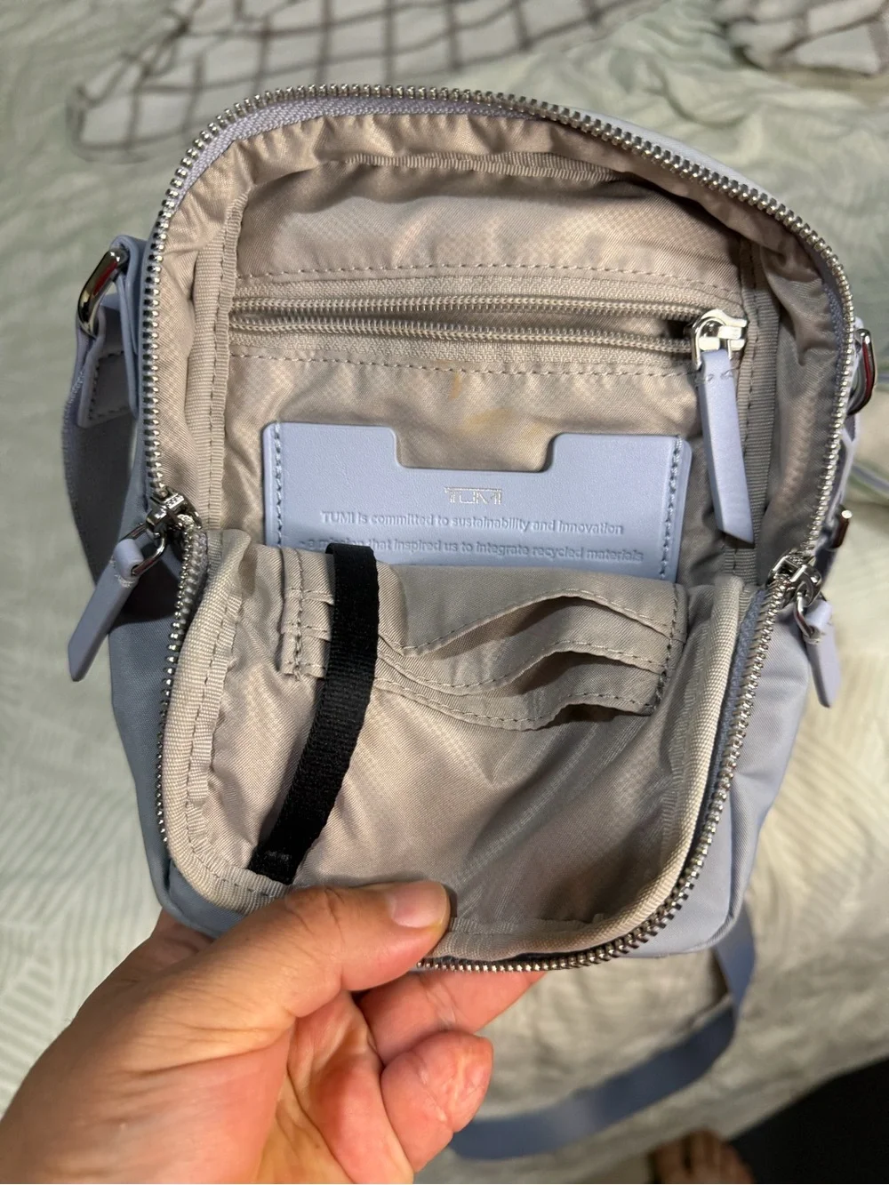 Tumi Light Blue Nylon Crossbody Belt Bag